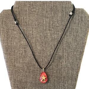 Starfish Red Acrylic Satin Cord Necklace NEW